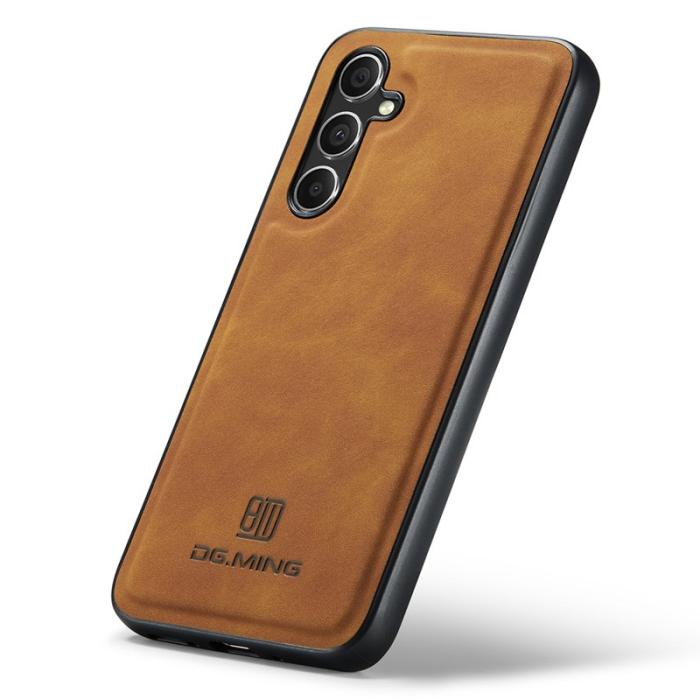 DG.MING - DG.MING Mobilskal till Samsung Galaxy S25 PU Läder Hybrid - Brun