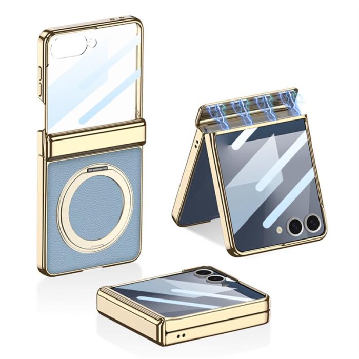 GKK - GKK Samsung Galaxy Z Flip7 Fodral Kickstand PU PC - Blå