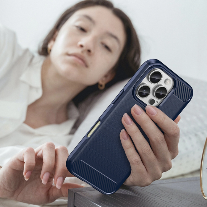 OEM - iPhone 16 Pro Max Mobilskal Silikon Carbon - Blå