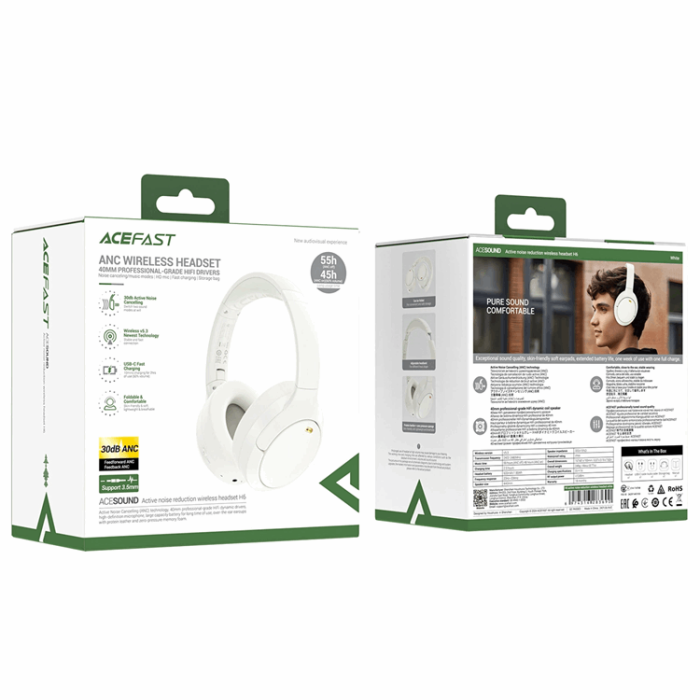 Acefast - Acefast H6 ANC Over-Ear Hörlurar Trådlösa Bluetooth 5.3 IPX4