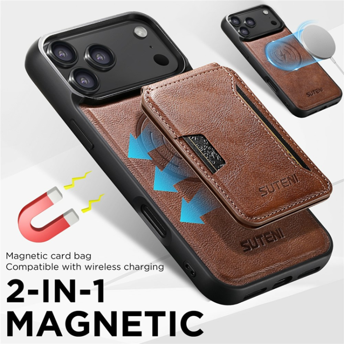 SUTENI - SUTENI iPhone 17 Pro Max Mobilskal MagSafe Cowhide M3 - Brun