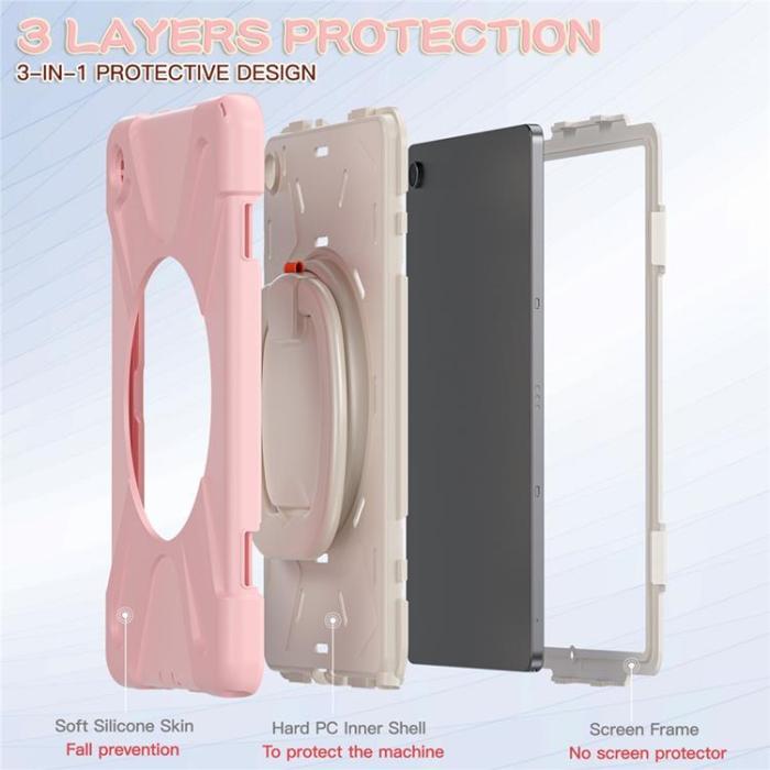 A-One Brand - Galaxy Tab A9 Plus Skal Kickstand Handle Grip - Rosa