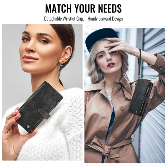 Caseme - CASEME Galaxy Z Fold 7 Plånboksfodral Med Rem läder - Svart