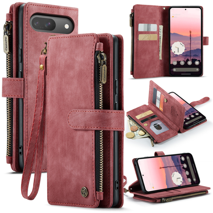 Caseme - CASEME Google Pixel 10 Pro/10 Plånboksfodral Zipper C30 - Röd