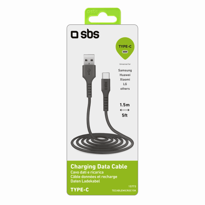 SBS - SBS USB-A - USB-C Kabel 1.5m - Svart
