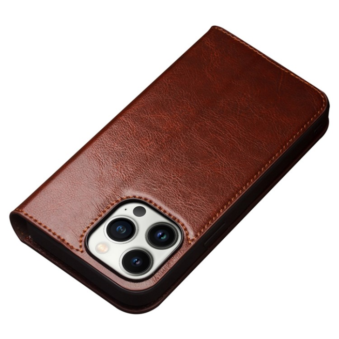 QIALINO - Qialino iPhone 14 Pro Plånboksfodral Äkta Läder Korthållare
