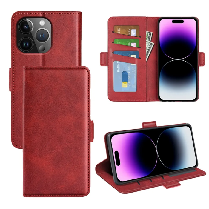 Taltech - iPhone 15 Pro Max Plånboksfodral Omvirat - Röd