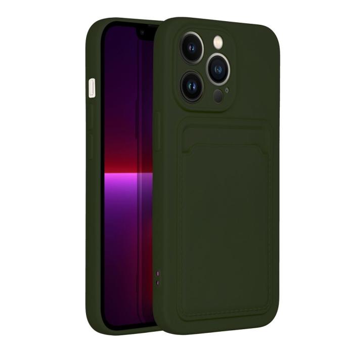 Forcell - Forcell iPhone 14 Pro Skal Korthållare Mjukplast Grön