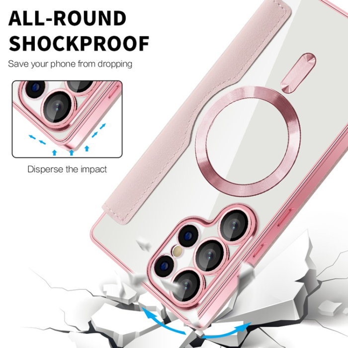 A-One Brand - Galaxy S25 Ultra Plånboksfodral MagSafe RFID Blocking - Rosa