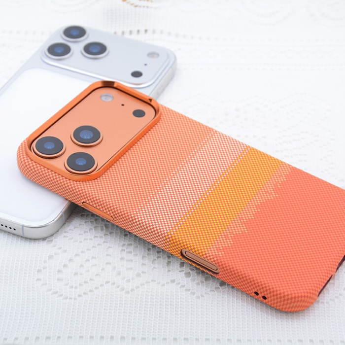 A-One Brand - iPhone 17 Pro Mobilskal Magsafe Carbon Fiber Texture - Orange Nebula