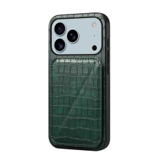 A-One Brand - iPhone 17 Pro Max Mobilskal Korthållare Crocodile Textured - Grön