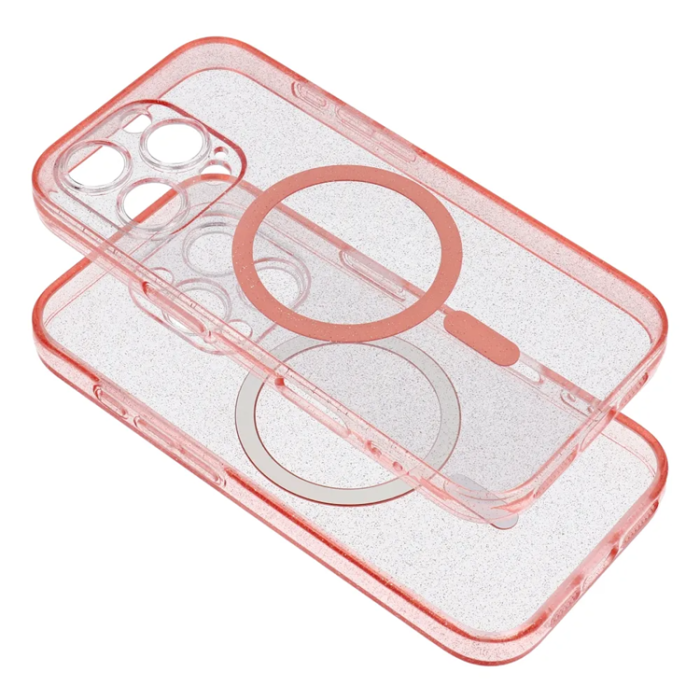 OEM - iPhone 16e Mobilskal Magsafe Clear - Rosa Glitter