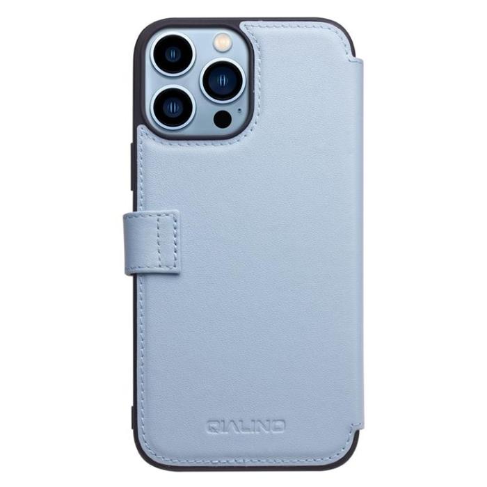 QIALINO - Qialino Äkta Läder Fodral iPhone 13 Pro Max - Blå 