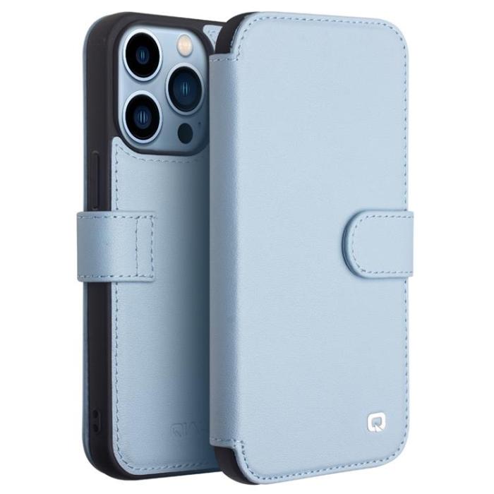 QIALINO - Qialino Äkta Läder Fodral iPhone 13 Pro Max - Blå 