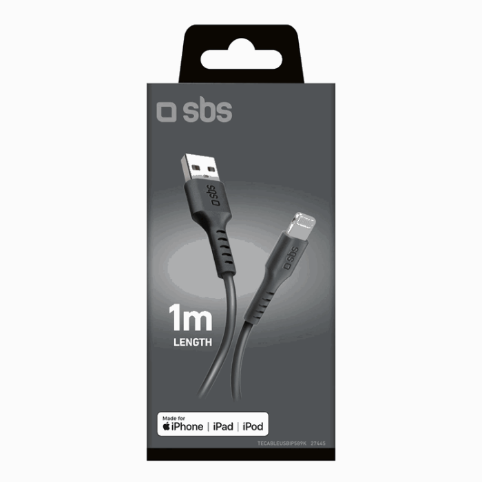 SBS - SBS USB-A - Lightning Kabel 1m MFi Certified - Svart