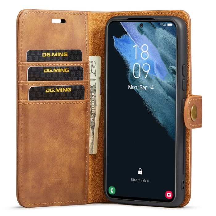 DG.MING - DG.MING Galaxy S23 Plånboksfodral 2in1 Äkta Läder - Brun