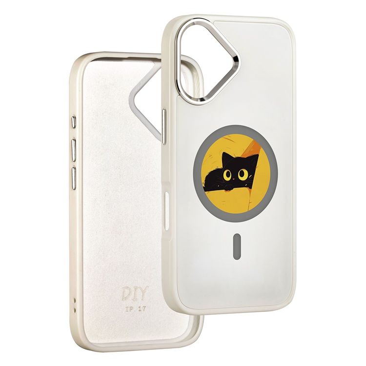 Mobilskal till iPhone 17 MagSafe 4 Colors NFC DIY Smart E-Ink Round - Vit (Vit) | 2353 | AlltMobil