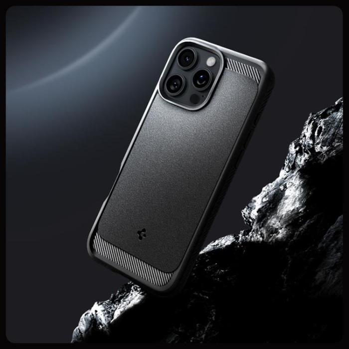 Spigen - Spigen iPhone 16 Pro Mobilskal Magsafe Rugged Armor - Matt Svart