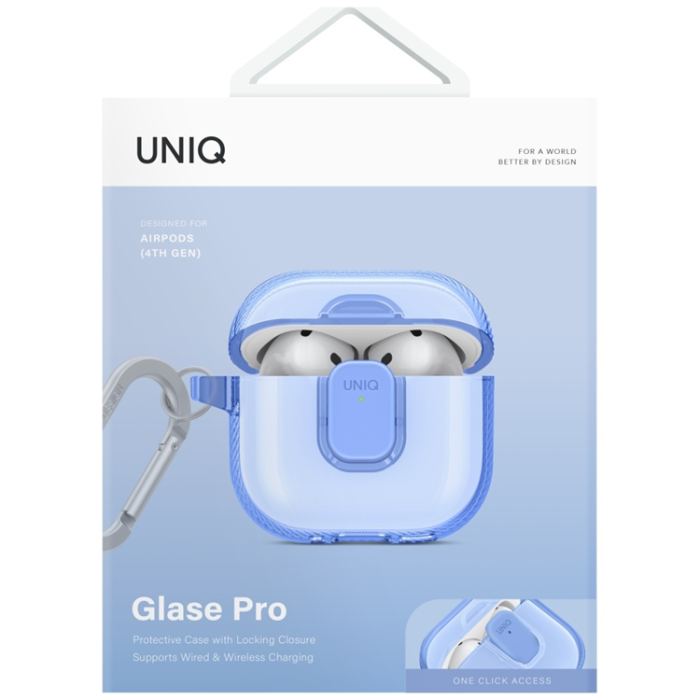 UNIQ - UNIQ AirPods 4 Skal Glase Pro Lock - Blå