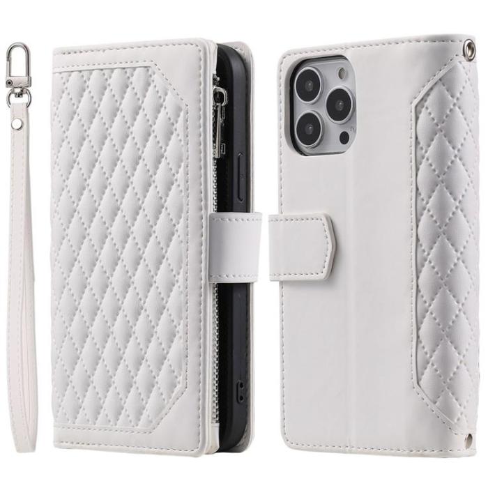 OEM - iPhone 14 Pro Max Plånboksfodral Rhombus - Vit