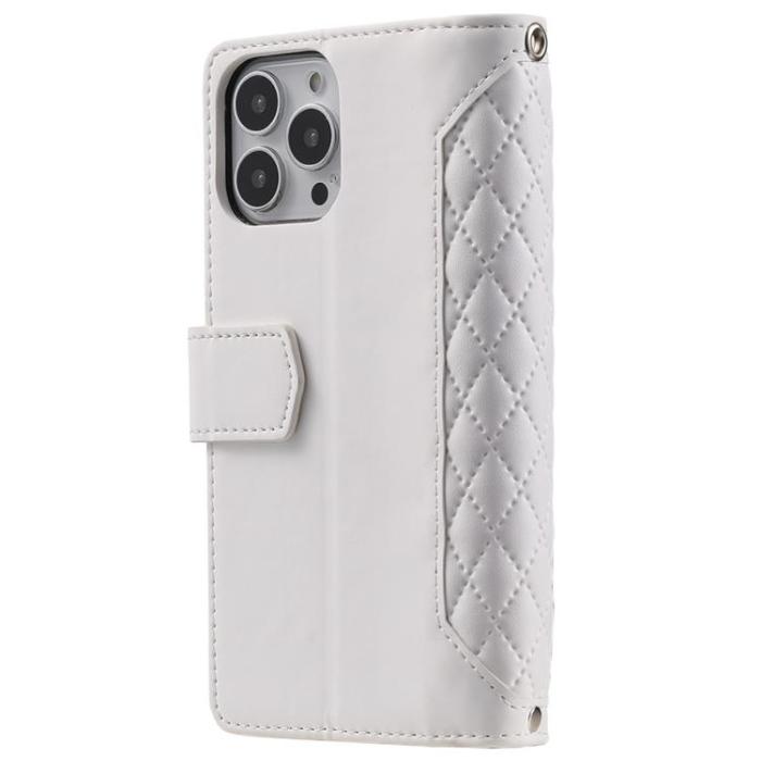OEM - iPhone 14 Pro Max Plånboksfodral Rhombus - Vit