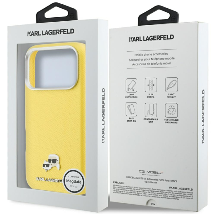KARL LAGERFELD - Karl Lagerfeld Mobilskal För iPhone 17 Pro MagSafe Karl Head Logo - Gul
