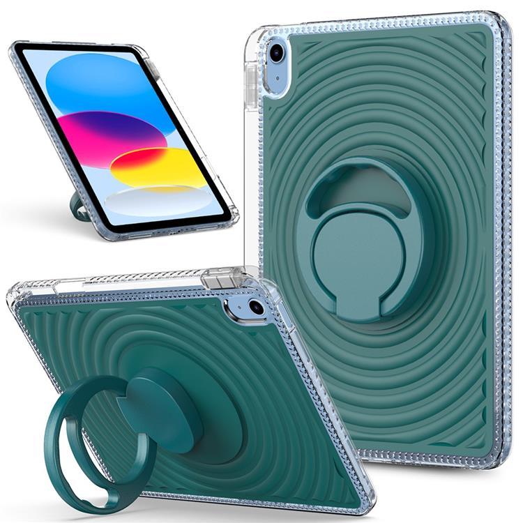iPad (2025) / 10.9 (2022) Skal Kickstand Wave Pattern - Svartgrön | 2353 | AlltMobil