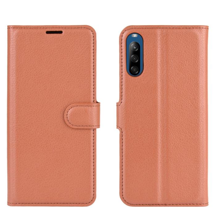 UTGATT5 - Litchi Läder Plånboksfodral Sony Xperia L4 - Brun