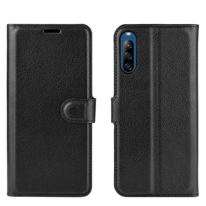 UTGATT1 - Litchi Läder Plånboksfodral Sony Xperia L4 - Svart