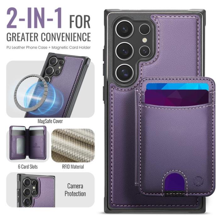 OEM - JEEHOOD Samsung Galaxy S23 Ultra Fodral KonstLäder - Lila