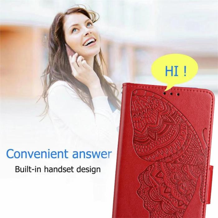 OEM - Fjärilar iPhone 7/8/SE 2020/SE 2022 Plånboksfodral - Röd
