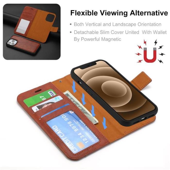 OEM - iPhone 15 Plus Plånboksfodral 2-in-1 Detachable - Brun