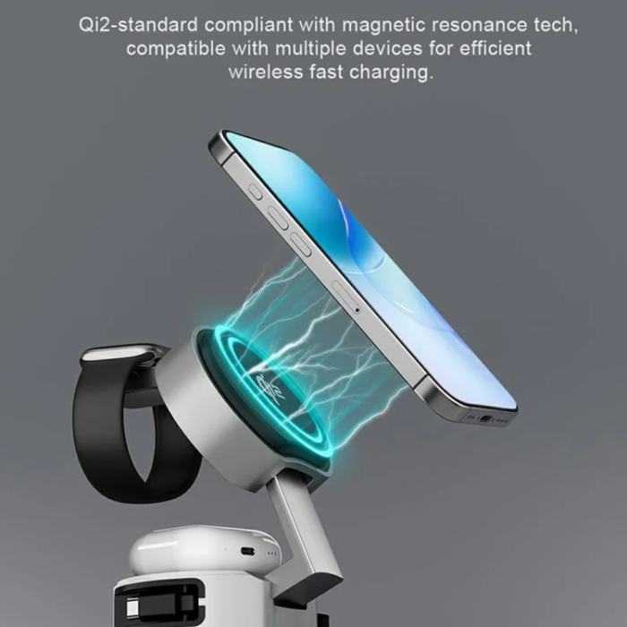 A-One Brand - B30 3-in-1 Foldable Magnetisk Trådlös Laddare Qi2 15W med Kabel 80cm