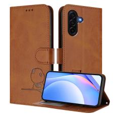 OEM - Samsung Galaxy A37 Pl&aring;nboksfodral Konstl&auml;der RFID-Skydd - Brun