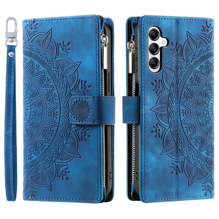 OEM - Samsung Galaxy A37 Plånboksfodral Konstläder Mandala Blommönster - Blå