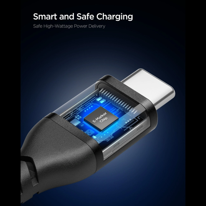 Spigen - Spigen EB10010CCA Essential USB-C till USB-C Kabel 100W 1m - Svart