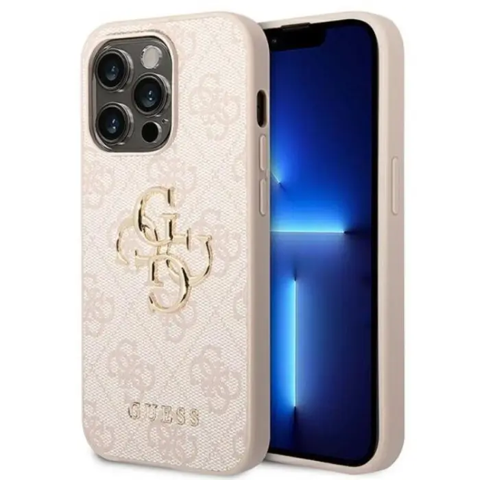 Guess - GUESS iPhone 14 Pro Max Skal Big Metall Logo - Rosa