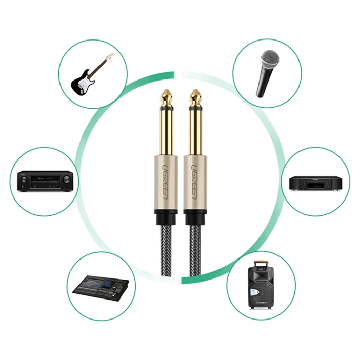 Ugreen - Ugreen Audio Kabel 6.35 mm Jack 5m Mono TS - Grå