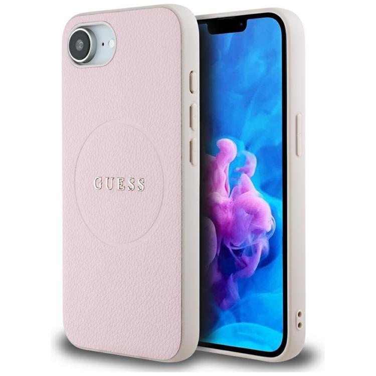 Guess iPhone 16e Mobilskal MagSafe Grained Ring - Rosa | 2353 | AlltMobil