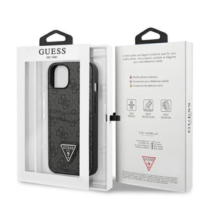Guess - Guess iPhone 13 mini Skal Korthållare Triangle Logo - Svart