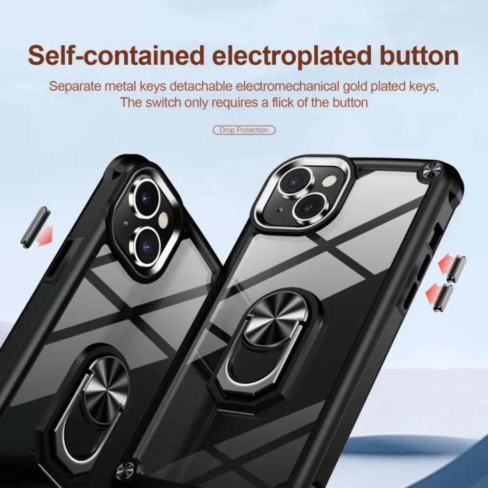 Taltech - iPhone 15 Mobilskal Ringhållare Elektropläterat - Svart