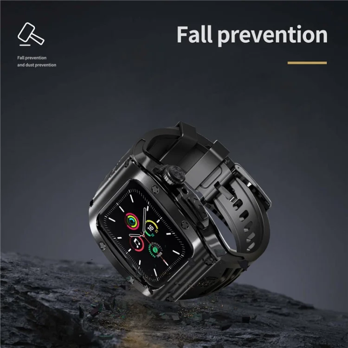 Shelbox - Shellbox Apple Watch 44mm Armband Silikon Metal - Svart