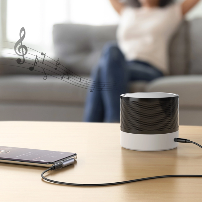 Ugreen - Ugreen Vinklad Audio Adapter USB-C till Miniuttag 3.5 mm - Grå