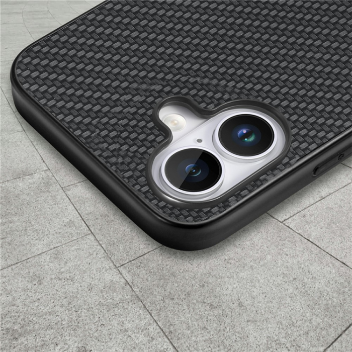 A-One Brand - iPhone 17 Mobilskal Carbon Fiber PU Läder - Svart