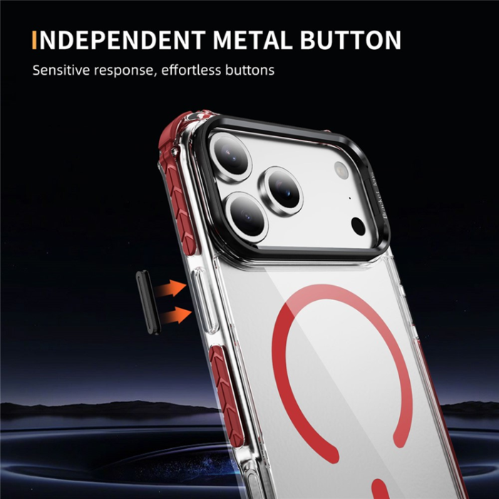 A-One Brand - iPhone 17 Pro Max Mobilskal MagSafe Kickstand - Röd/Svart