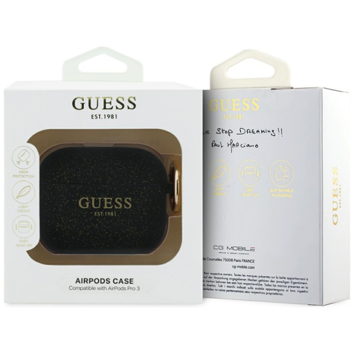 Guess - Guess AirPods Pro 3 Skal Silicone Glitter Ring