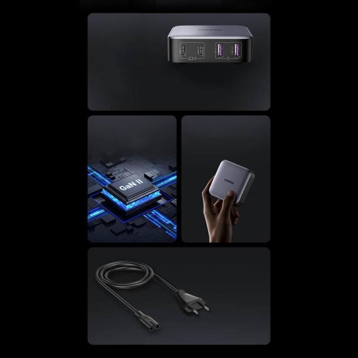 UTGATT1 - Ugreen Nexode Bordsladdare 65W 2xUSB Till 2xUSB-C - Grå