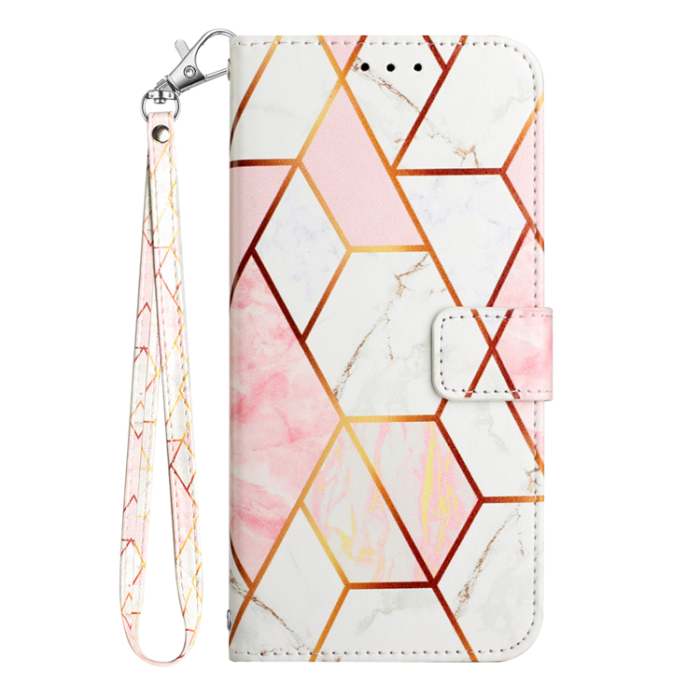 A-One Brand - iPhone 17 Plånboksfodral Marble Pattern med Rem LS002