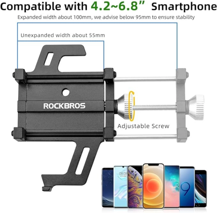 Rockbros - Rockbros Cykeltelefonhållare i aluminiumlegering - Svart