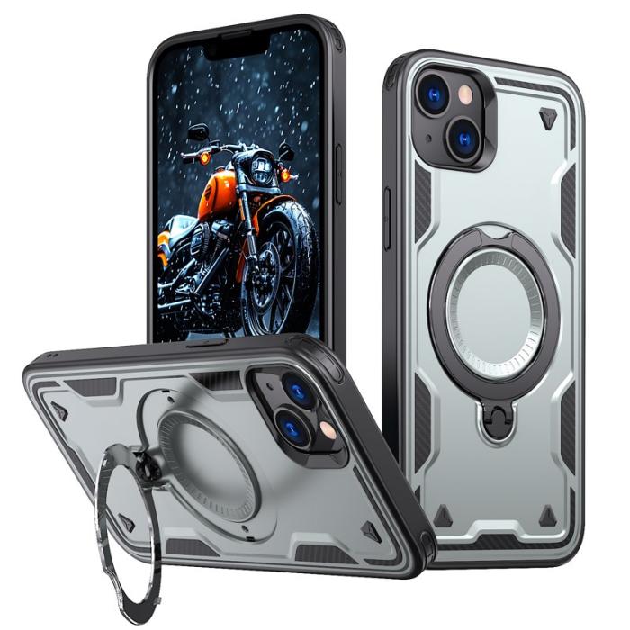 N/A - Mobilskal till iPhone 14/13 Militärskydd Plast Kickstand - Grå